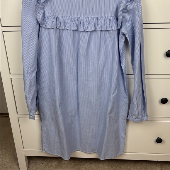 Sail to Sable Pinstripe White and Blue Ruffle Dress - S - Picture 3 of 10